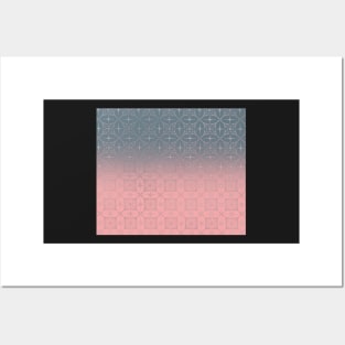 Teal and pink gradient w.metallic pattern Posters and Art